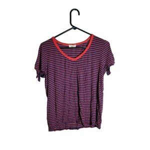 B. Striped Short Sleeve Top Blue Size Small